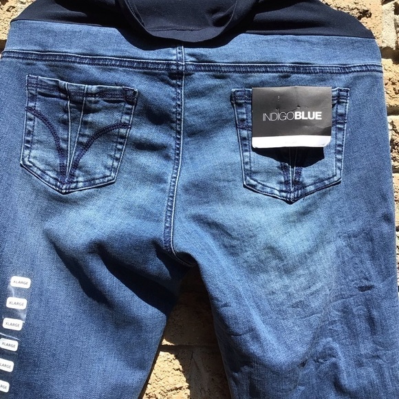 MOTHERHOOD Maternity Womens Indigo Blue Super Stretch Fit Belly Skinny Jeans - Picture 7 of 9